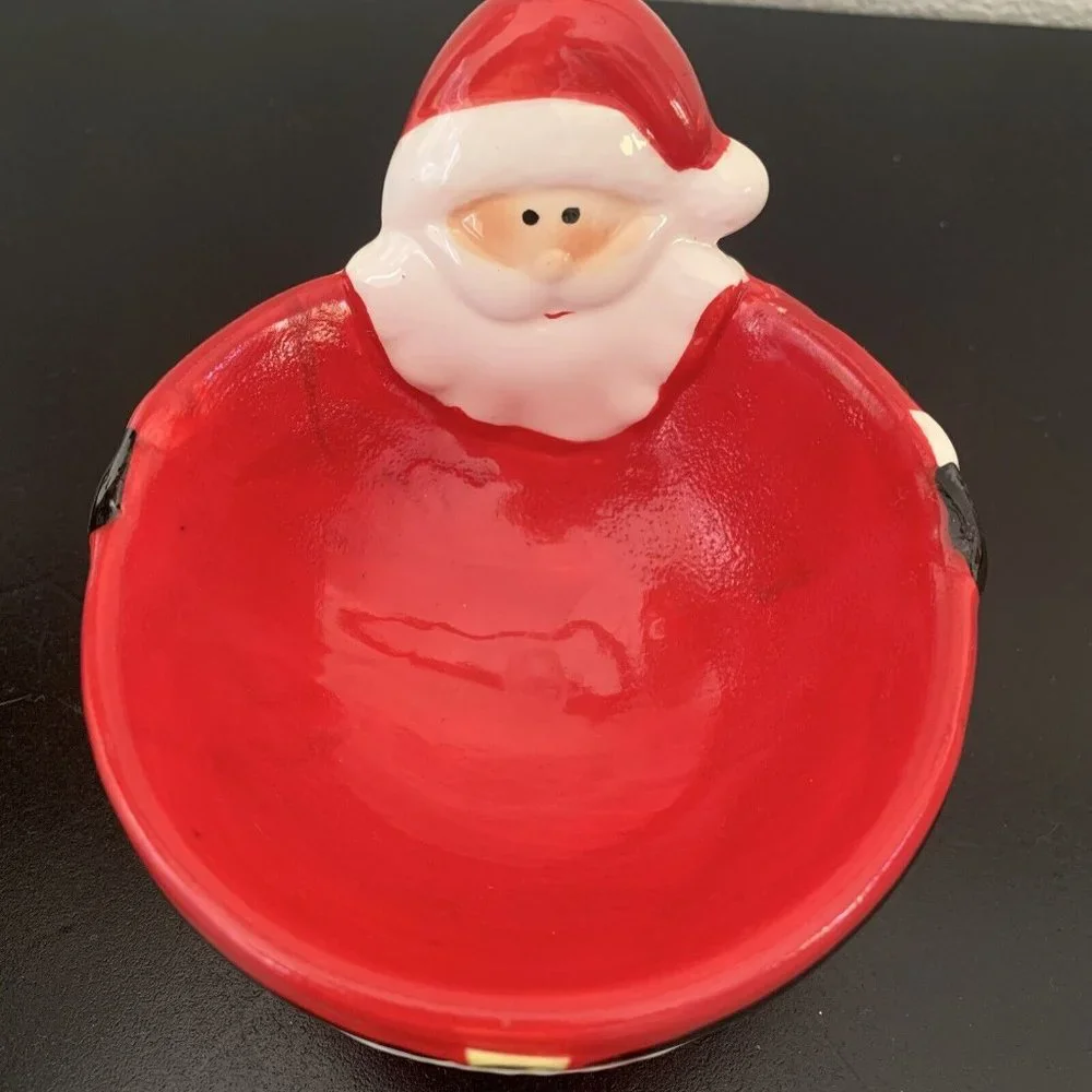 Ceramic Christmas Collection 3 Small Bowl Set Santa Snowman Penguin KT Group